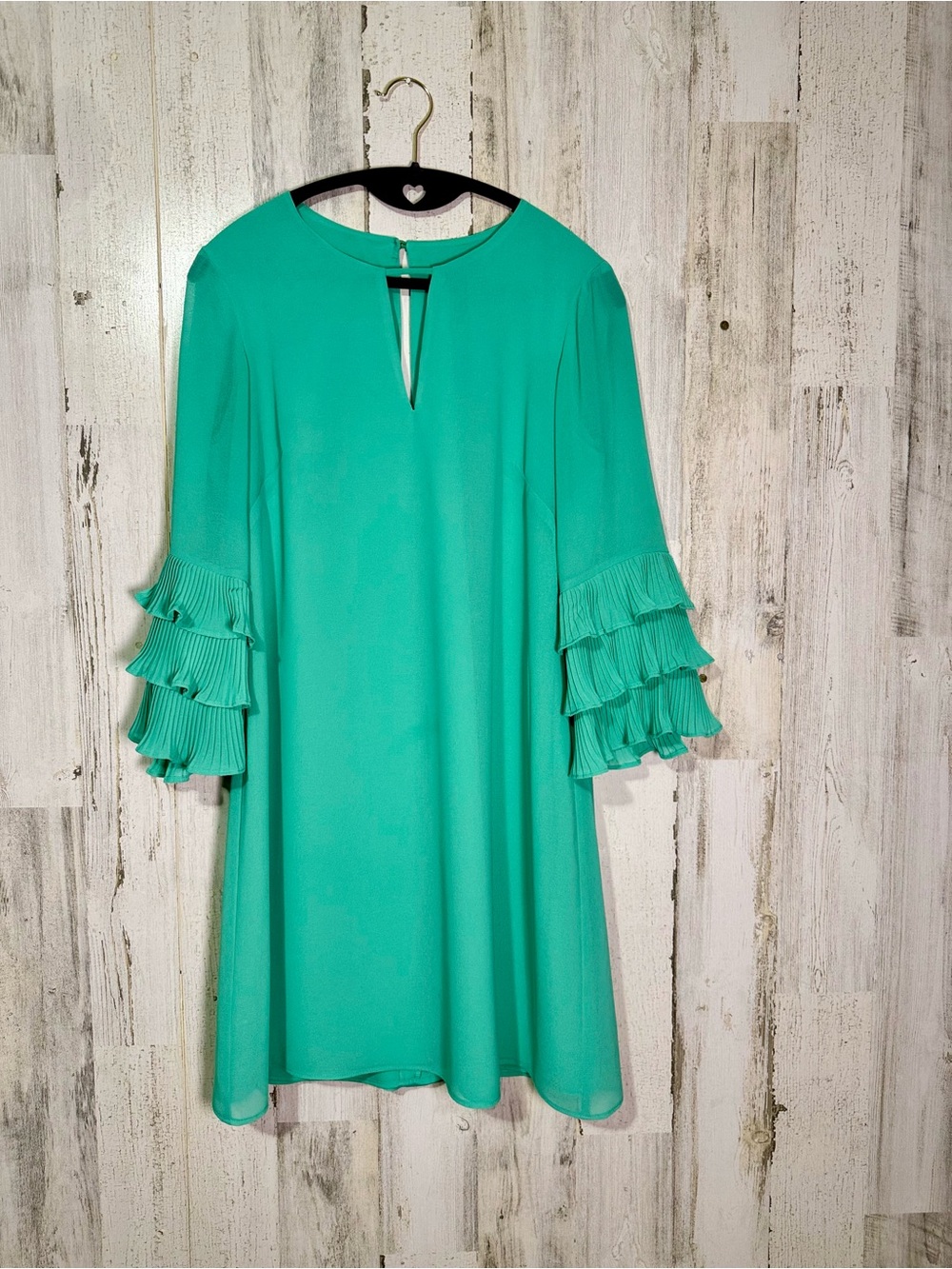 Vince Camuto Teal Pleated Tiered Sleeve Shift Dress Size 4